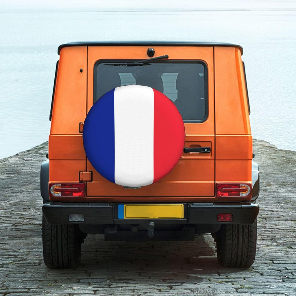 French Flag Print Universal Spare Tire Cover for RV, Jeep | Wheel Protector Fits Rv, Trailer, Jeep, Shield Tires From Sun, Dirt And Rain For Outdoor Storage