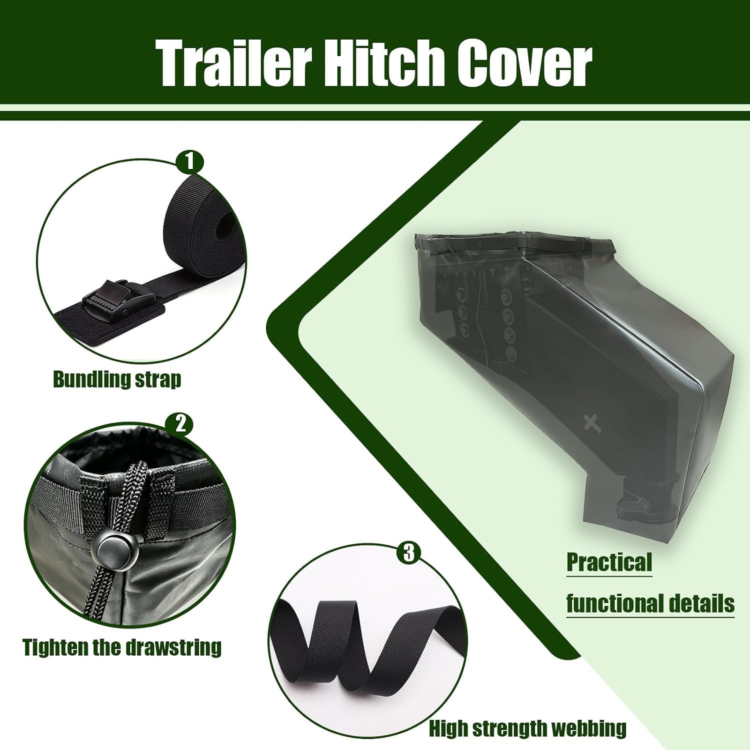 5th Wheel to Gooseneck Hitch Cover, Heavy Duty Black Matte Scrim Fabric | Compatible with GEN-Y Fifth Wheel Gooseneck Hitches, Lippert 1621/1116/1716 & Rhino Box Models