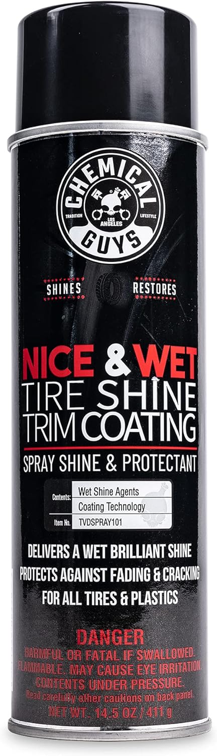 Chemical Guys TVDSPRAY101 Nice & Wet Tire Shine Trim Coating for Rubber, Plastic and Vinyl, Safe for Cars, Trucks, SUVs, Motorcycles, RVs & More, 14.5 fl oz