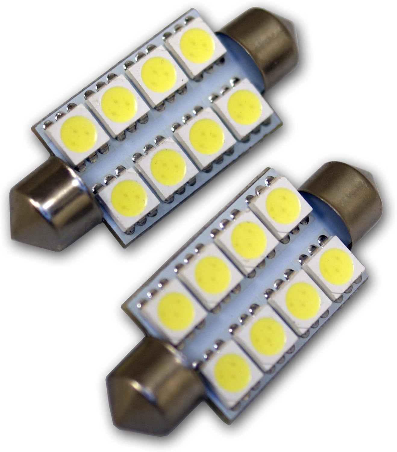 LEDTCL-39M-WS8 Trunk Cargo Light LED Light Bulbs Festoon 39mm, 8 SMD LED White 2-pc Set