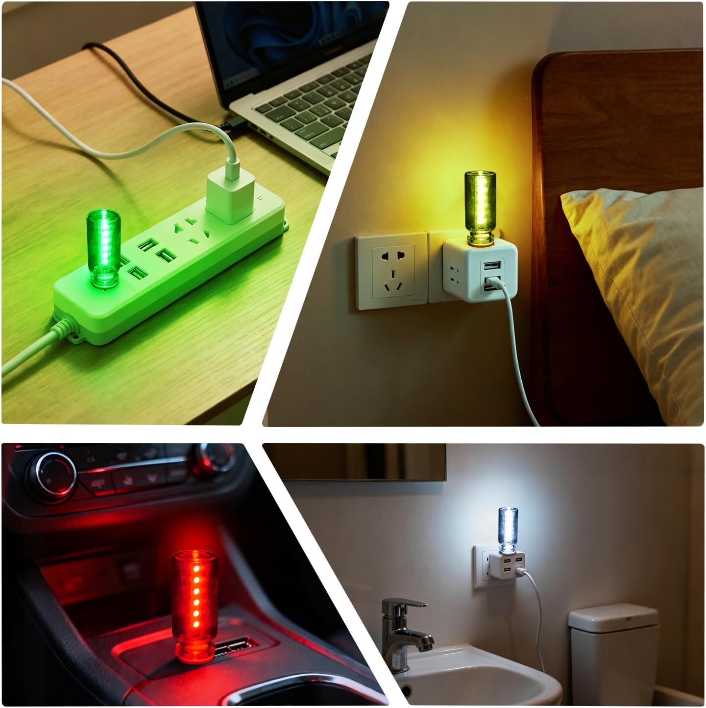 Car USB RGB Led Light Bulb Plug In, Touch Control, Memory Function, 1 Pc | 7 Colors 7 Modes, 5V Color Changing Glass Light Bulb, for Car Truck Interior Decor
