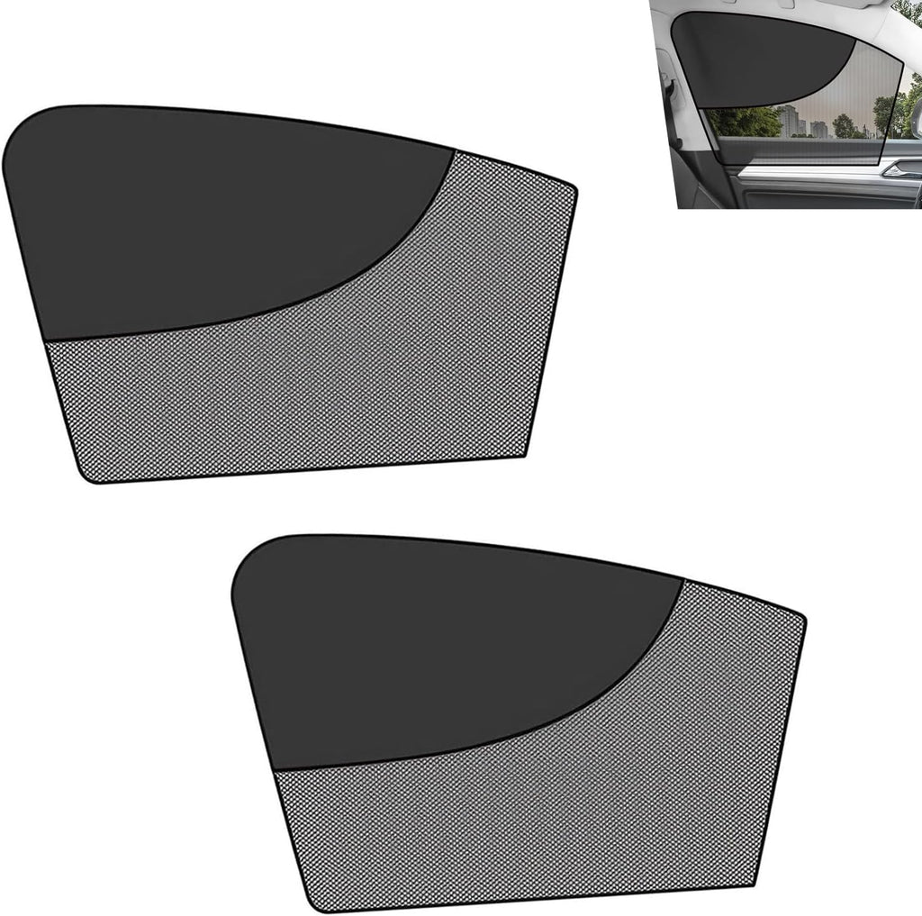 2 PCS Car Window Shades, Magnetic Double Layer Side Window Sun Shade, Breathable Privacy Protection Side Front Windows Cover, Essential Summer Accessories, for Most Cars, Trucks, SUVs (Black)