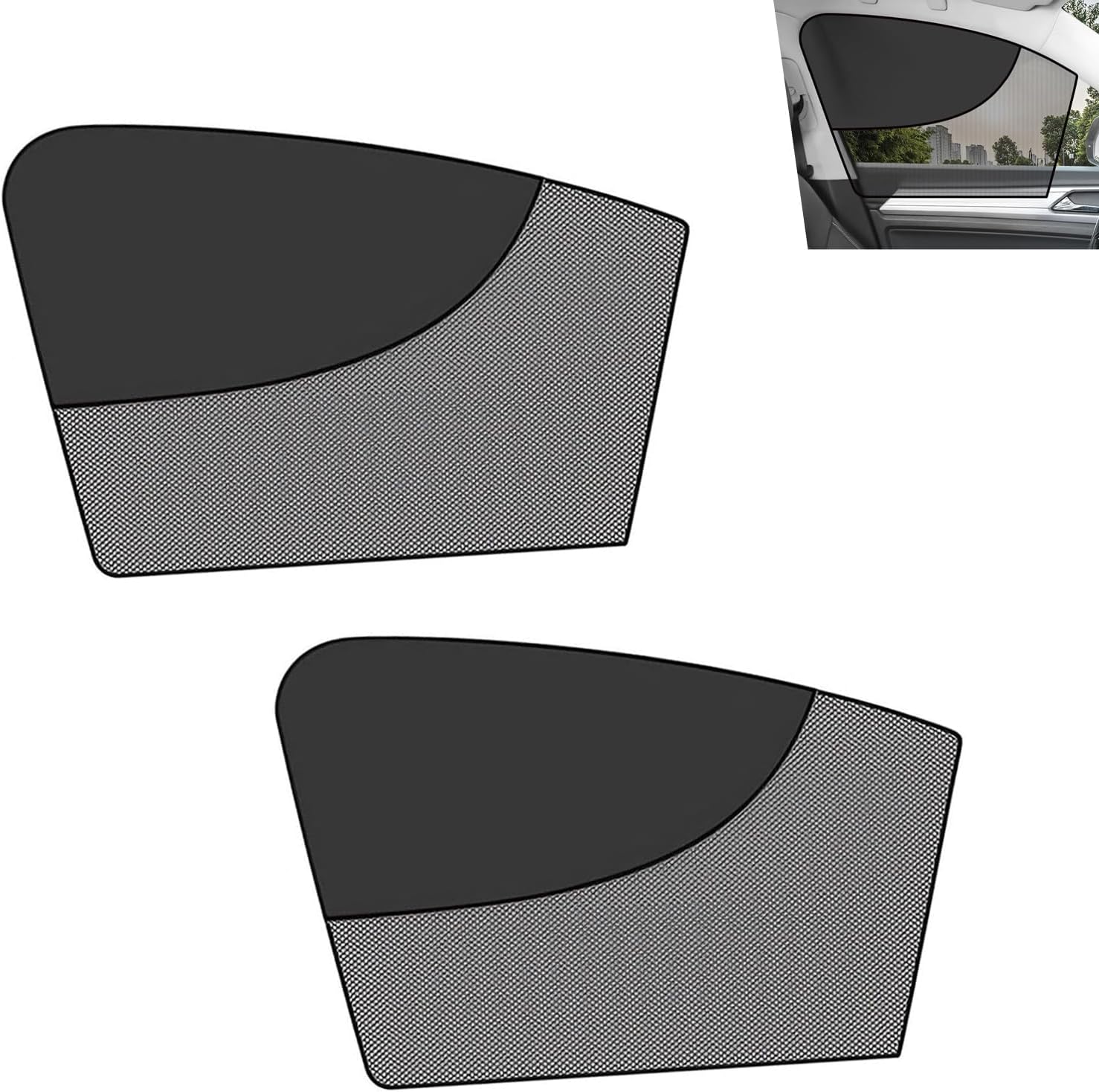 2 PCS Car Window Shades, Magnetic Double Layer Side Window Sun Shade, Breathable Privacy Protection Side Front Windows Cover, Essential Summer Accessories, for Most Cars, Trucks, SUVs (Black)