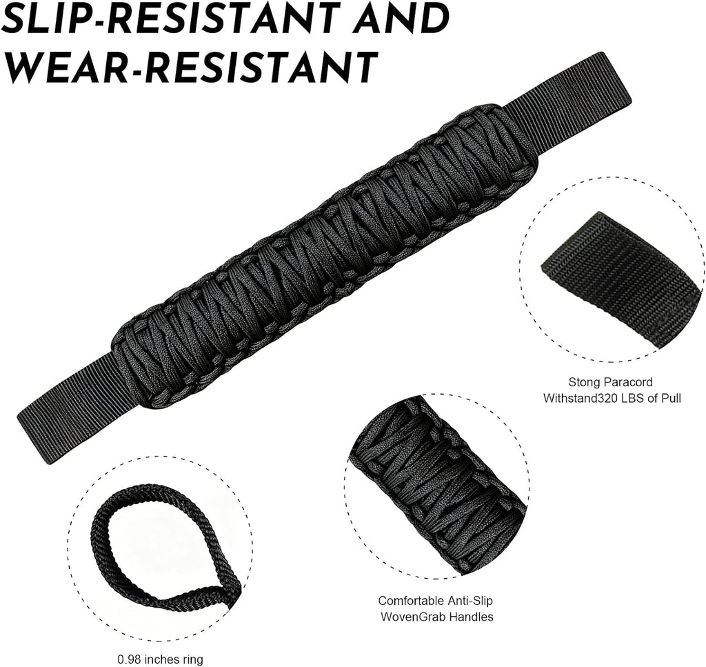 2PCS Headrest Grab Handles, Roll Bar Grab Handles, Safety Headrest Support Handle Strap for Rear Seat Passenger, Heavy Duty Rear Seat Back Mount Roll Bar Grip Handle Kit for SUV Truck (Black)