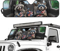 Tuoxiukan Raccoon Car Windshield Sun Shade for 2007-2023 Wrangler Rubicon Sahara TJ JK JKU 2 & 4 Door Funny Sun Shade Car Window 52x16 UV Blocking Automotive Interior Accessories