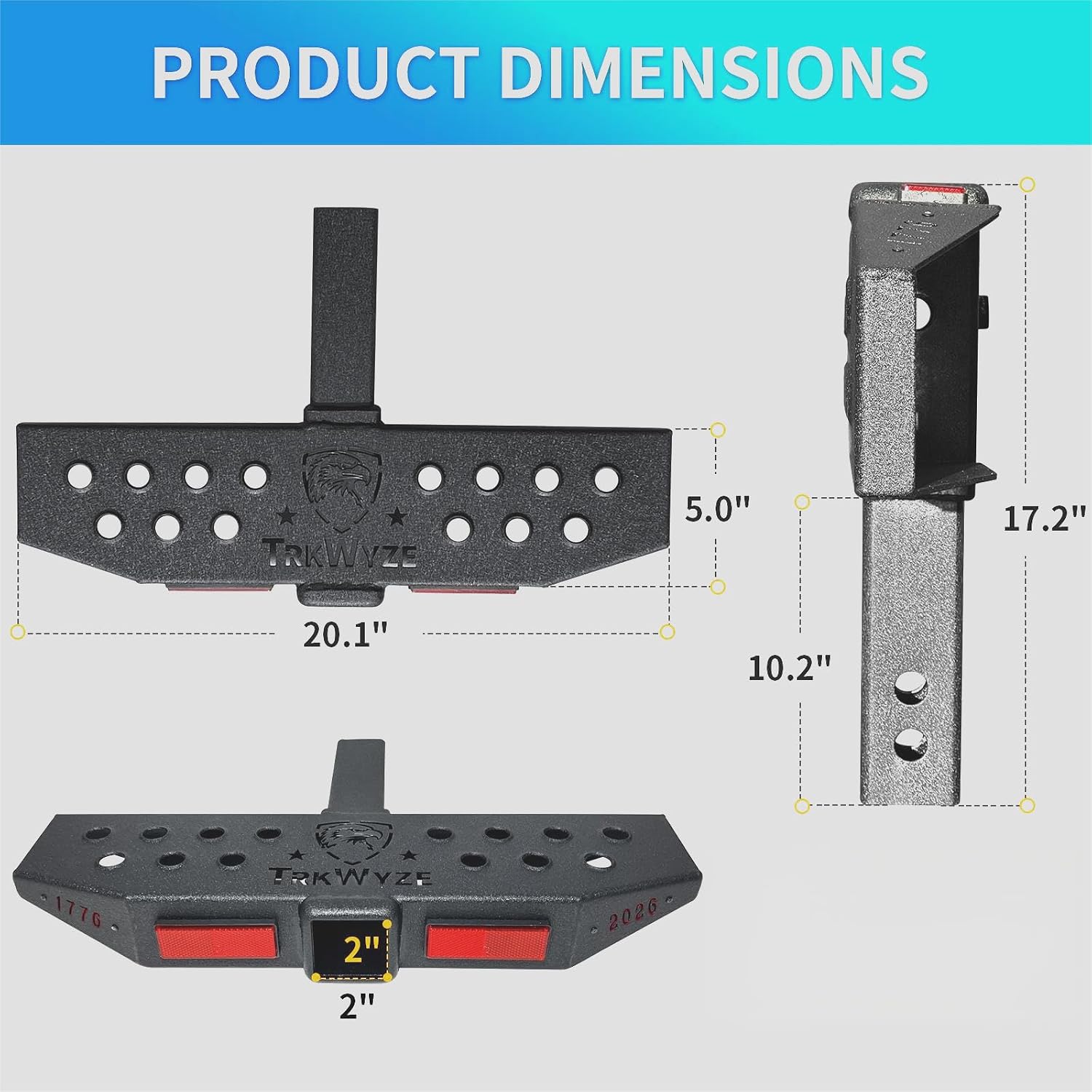 1776-2026 Edition 3-in-1 Hitch Step, Anti-Slip, X-Large Stepping Surface for Secure Footing, 7500 lb Tow Capacity, Rust-Resistant Dual-Layer Finish, 600 lb Weight Bearing, Bonus Hitch Cover Included
