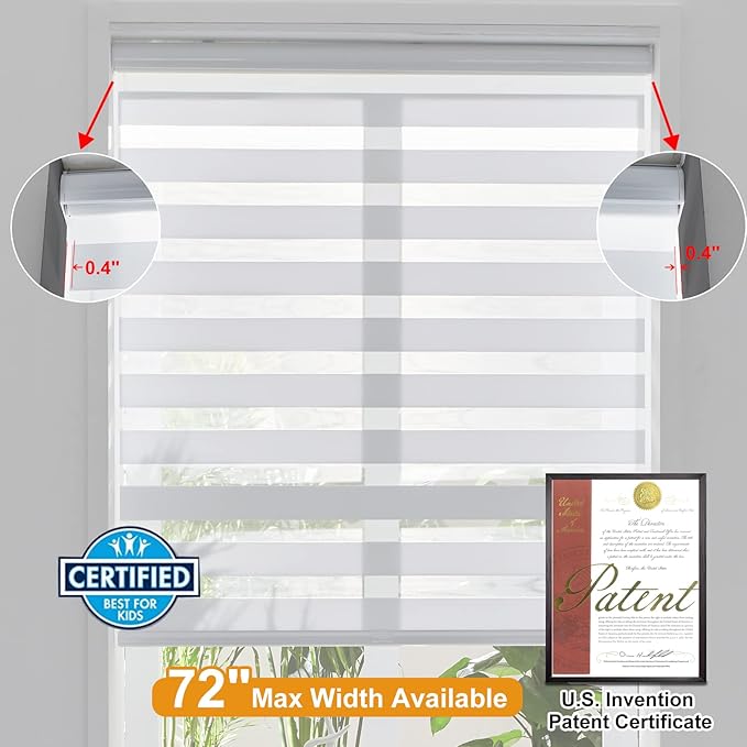 Persilux Cordless Zebra Blinds for Windows Shades Dual Layer Fabric Light - Image 4