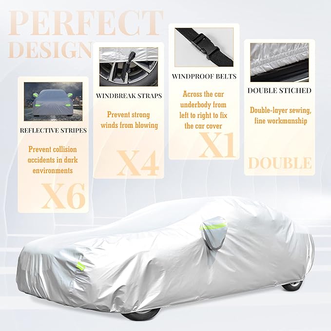 Car Cover, GORDITA Car Covers Waterproof All Weather Snowproof Windproof - Image 8