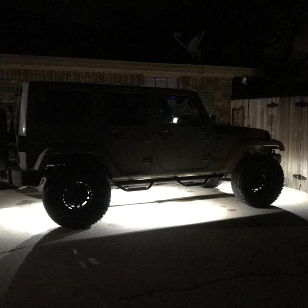 SUNPIE 12 Pods 6000K Magnetic White Rock Lights with 4M Extension Wires | Wide beam angle, includes switch wire, quick connect plugs, 49 chips, IP67, fits trucks, SUV, ATV, UTV, trailer, boats