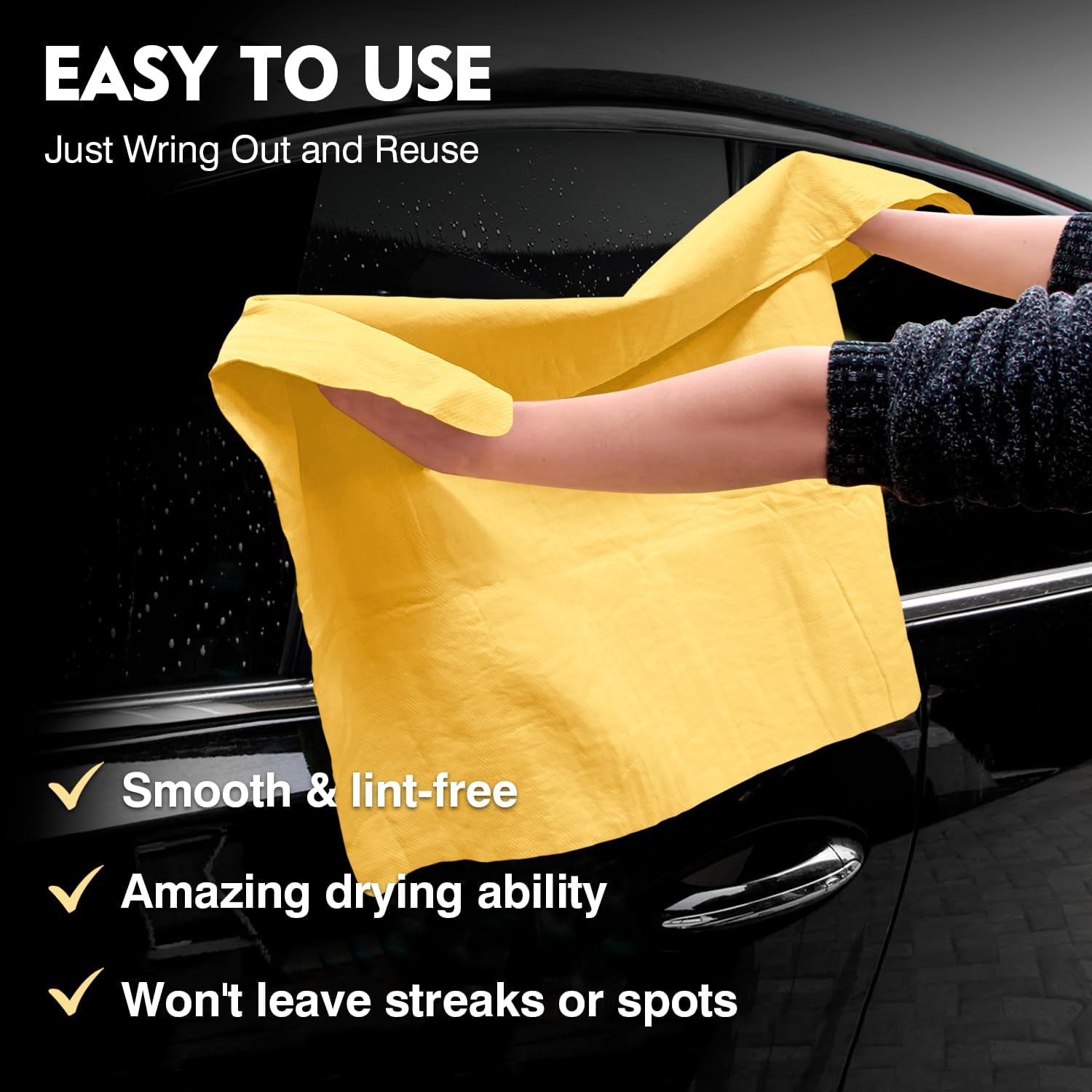 ARTIPOLY Premium Shammy Cloth for Car Drying 2pk (26”x17”)-Super Absorbent Chamois Towel for Car-Reusable Shammy Towel for Car, Bathroom,Pets, Dust Remove, No Spots/Streak/Scratch