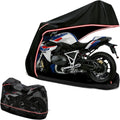 Full Enclosed Motorcycle Cover - Waterproof for Outdoor & Indoor Storage,600D Heavy Duty with Reflective Strips,Fits Scooters & Touring Motorcycles up to Length 108" x 45" x 59" Black