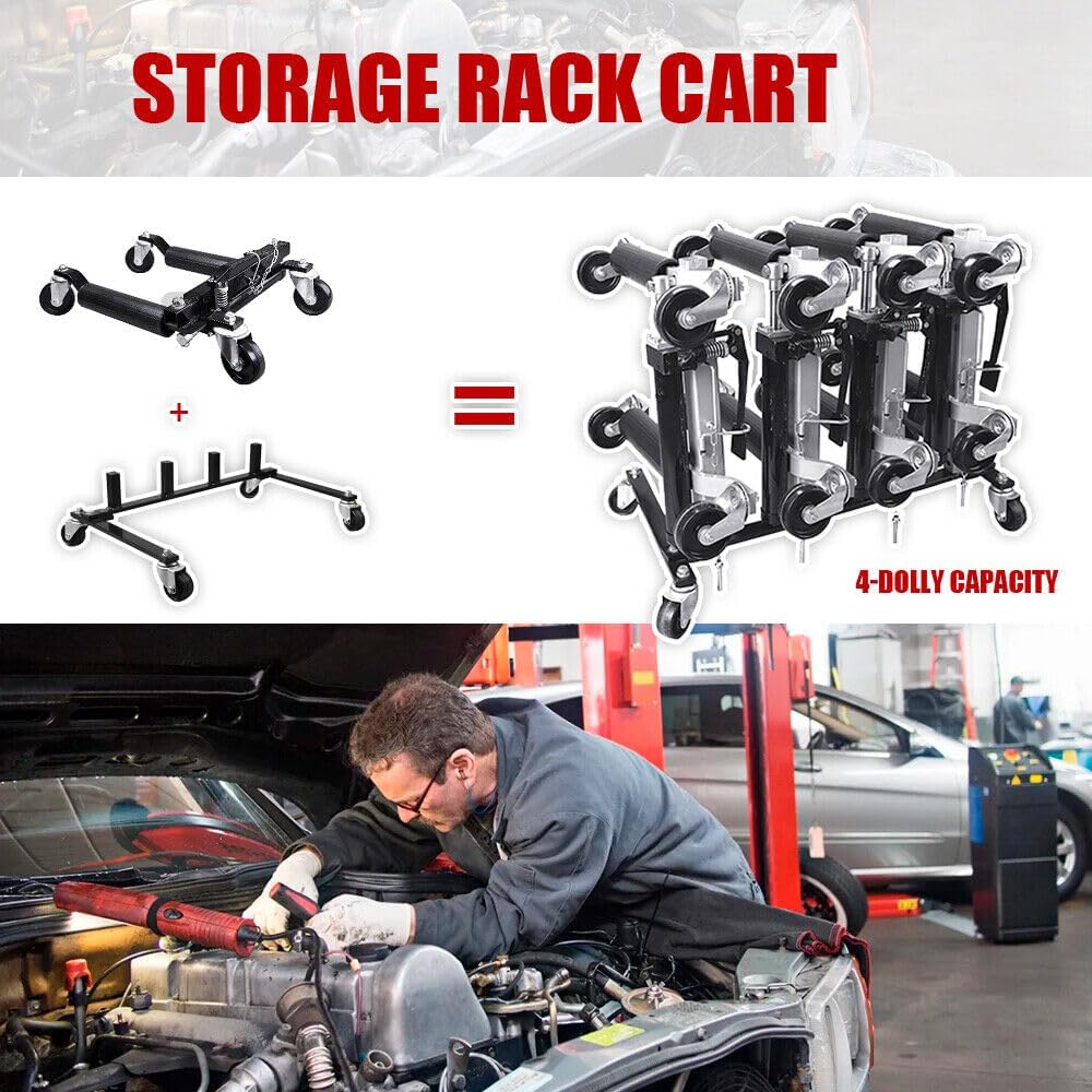 Trailer Mover 4T Hydraulic Car Wheel Dolly Go Jack Set Vehicle 1500LB Move Position Wheel Dolly Car Mover Moving Tool Car Mover