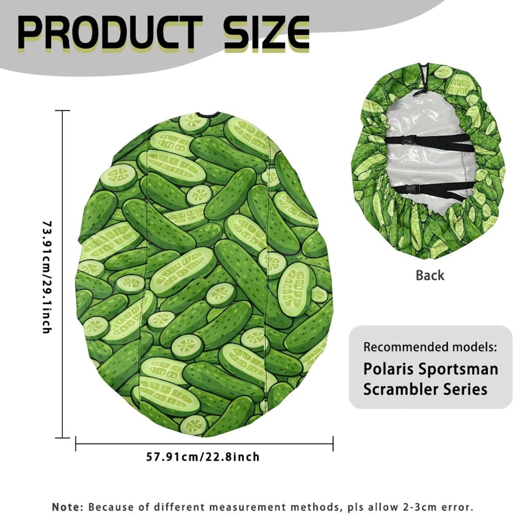 Cucumber Pickle ATV Seat Cover Easy to Install Four Wheeler Seat Cover Waterproof Material ATV Accessories Compatible with Most ATV for Sportsman, Rancher, Scrambler