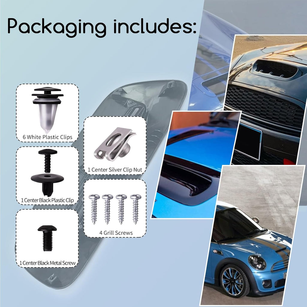 XTPTFABS 51132757697 Hood Scoop Mounting Kit Compatible with MINI Cooper 2007-2013 R56 S,2008-2015 R55 S Clubman,2009-2015 R57 S,Convertible 2011-2015 R58 S Coupe,2011-2015 R59 S Roadster