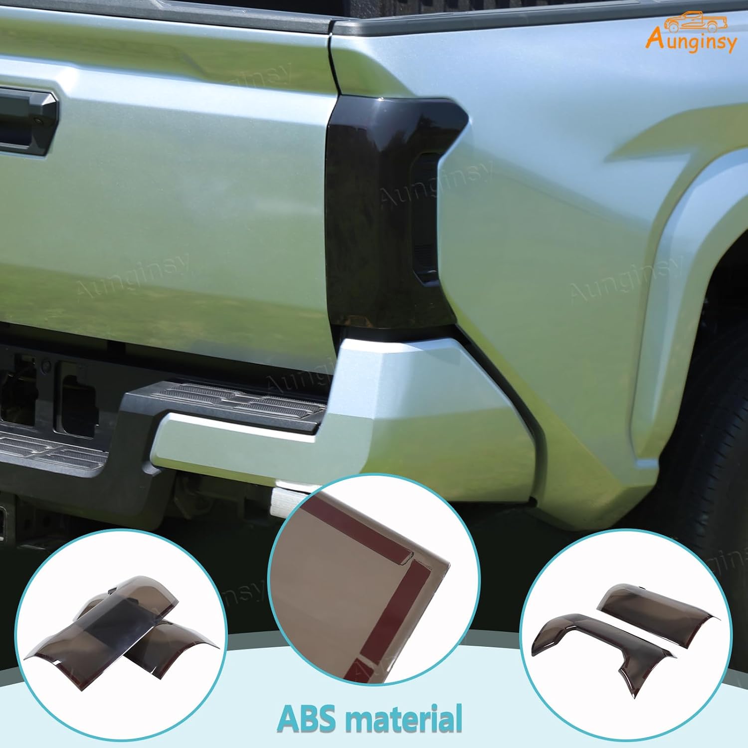 Aunginsy Tail Light Lamp Cover Compatible with Toyota Tacoma 2024-2026, Rear Taillight Lamp Cover Shell Shade Smoked Black Frame Bezels Trim Cover Rear Headlight Protection Cover Exterior Accessories