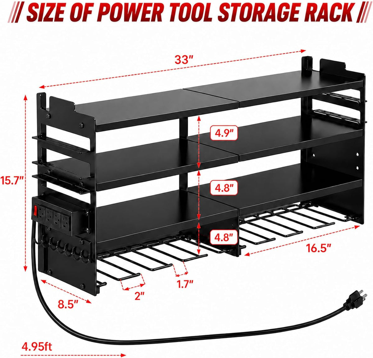 large power tool organizer wall mount with charging shown in use