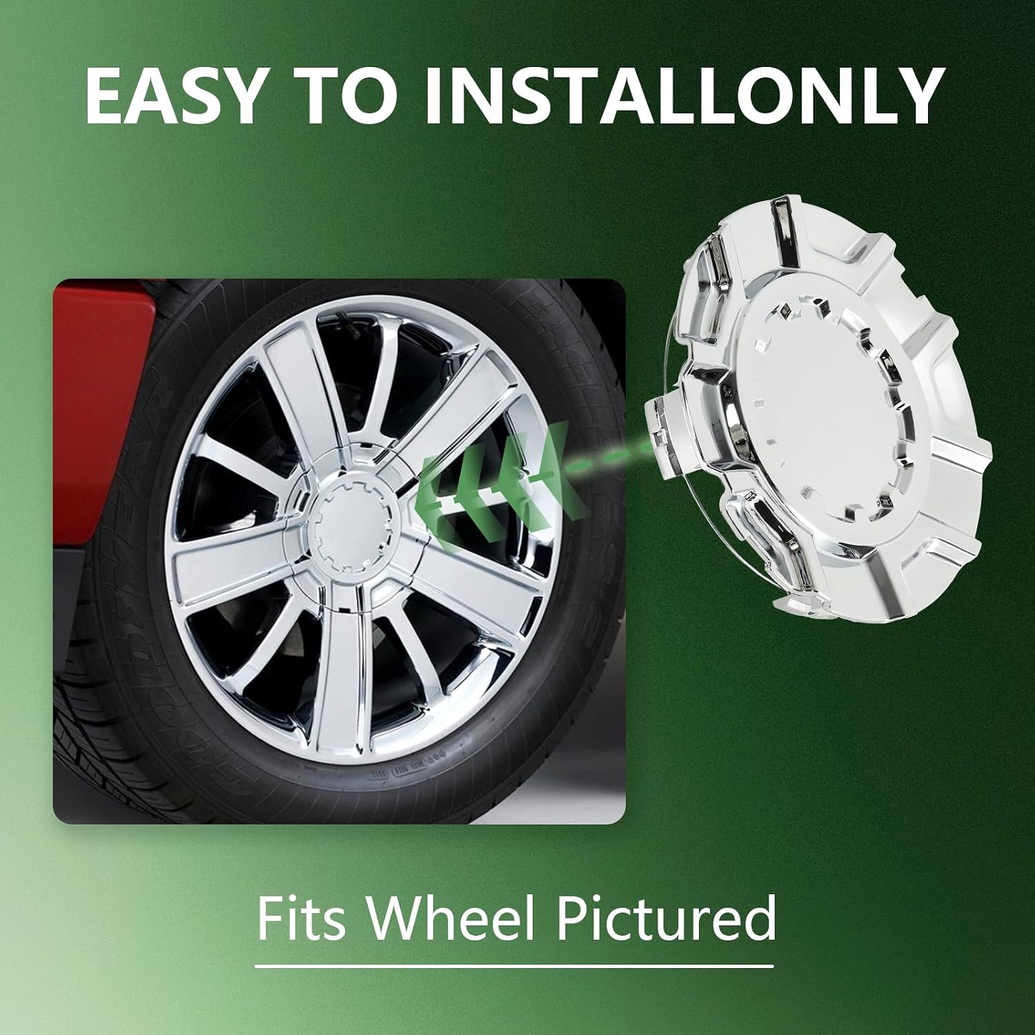 4PCS Wheel Center Caps Hubcap Cover for Chevy Silverado 1500 High Country 2014-2018 Replaces 22871243 (20" 10-Spoke Wheels Only)