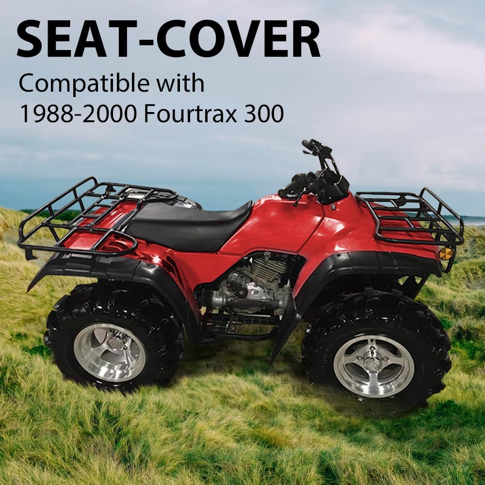 PIT66 Replacement ATV Seat Cover Fit Honda FourTrax 300 1988-2000 | Weather-Resistant Black Replacement Seat Cover with Durable Leather Construction Construction Fit FourTrax 300 1988-2000