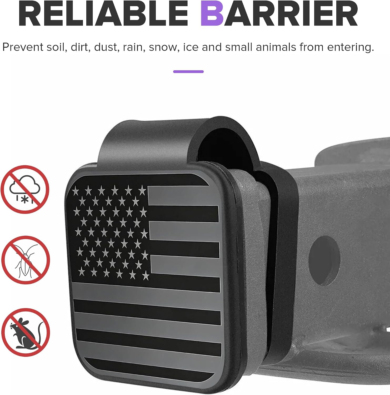 Trailer Hitch Covers,Car Accessories Universal Rust-Resistant American Flag Trailer Tow Hitch Covers,Protected and Clean，Waterproof,Automotive Replacement,Compatible with Most Models (Black)