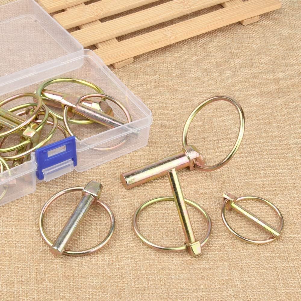 3/8 Inch Tractor Lynch Pin Heavy Duty Lynch Pin Assortment Kit for Farm Tractors Trailers Trucks Mowers ,6PCS