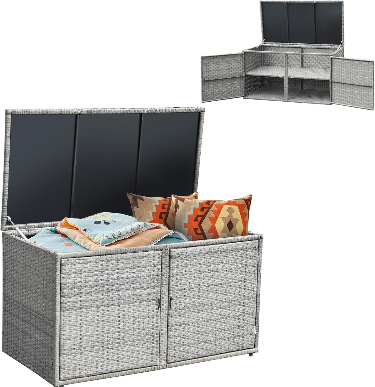 giantex rattan deck box outdoor&indoor 88 gallon wicker, main product view