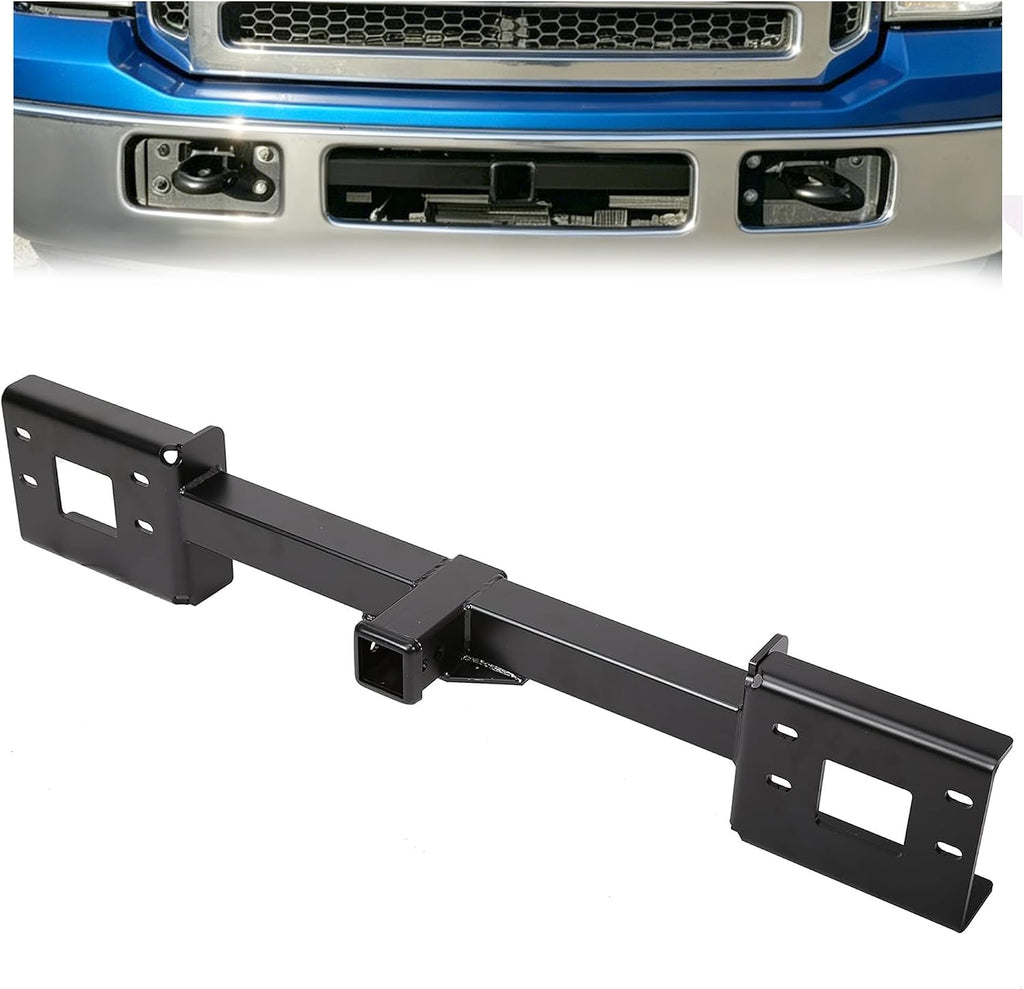 ALMULOO 2" Front Mount Trailer Receiver Hitch Compatible with 1999-2007 Ford F-250/350/450/550 Super Duty w/2" Receiver Powder Coated Steel Replacement for 65022