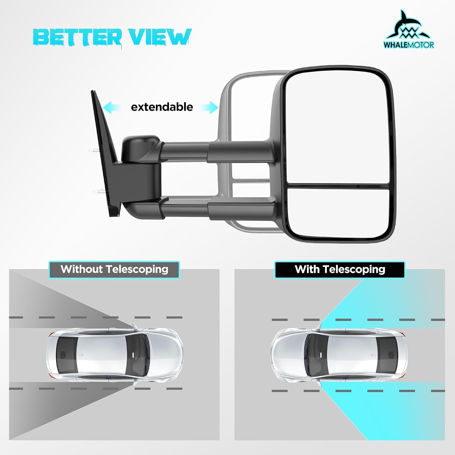 Tow Mirrors Compatible with 1988-1998 Chevy GMC C/K 1500 2500 3500, Manual Folding Extended Trailer Towing Side Mirrors