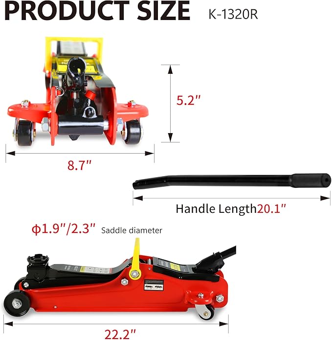 5 Piece Car Truck Floor Jack Service, Hydraulic Trolley Floor Jack & Jack - Image 8