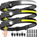 Headlamp Rechargeable 3PCS, 230° Wide Beam Head Lamp LED