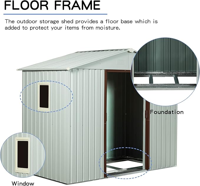 4x8 FT Outdoor Storage Shed, Metal Garden Shed - Image 4
