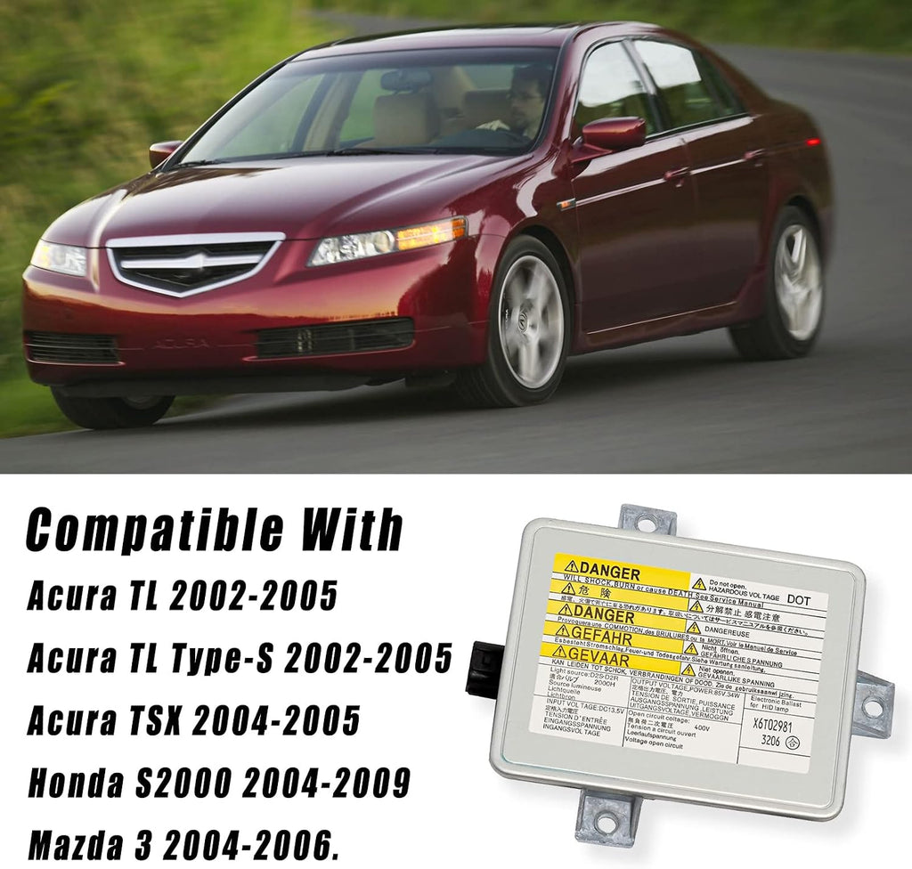 Boine Xenon HID Headlight Ballast with Igniter, D2S Bulb Assembly Module Compatible with 2002-2005 Acura TL / TSX/ TL Type-S, 04-06 Mazda 3, 04-09 Honda S2000 Replaces W3T10471 X6T02971