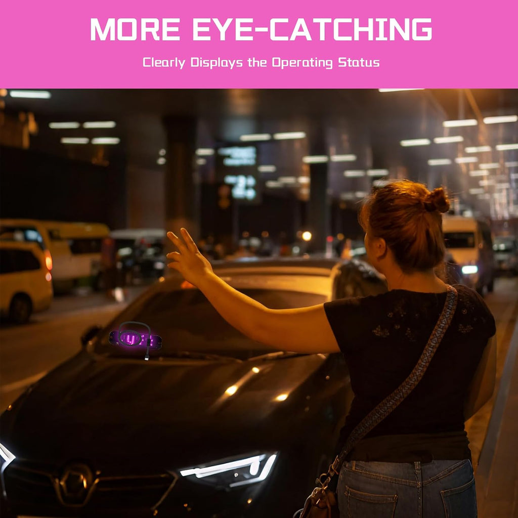 LED Light for Car, LED Sign for Car Windshield, Taxi Sign Decal with Suction Cups and Hook and Loop Cable Ties USB Plug, Trucks, SUV (Pink)