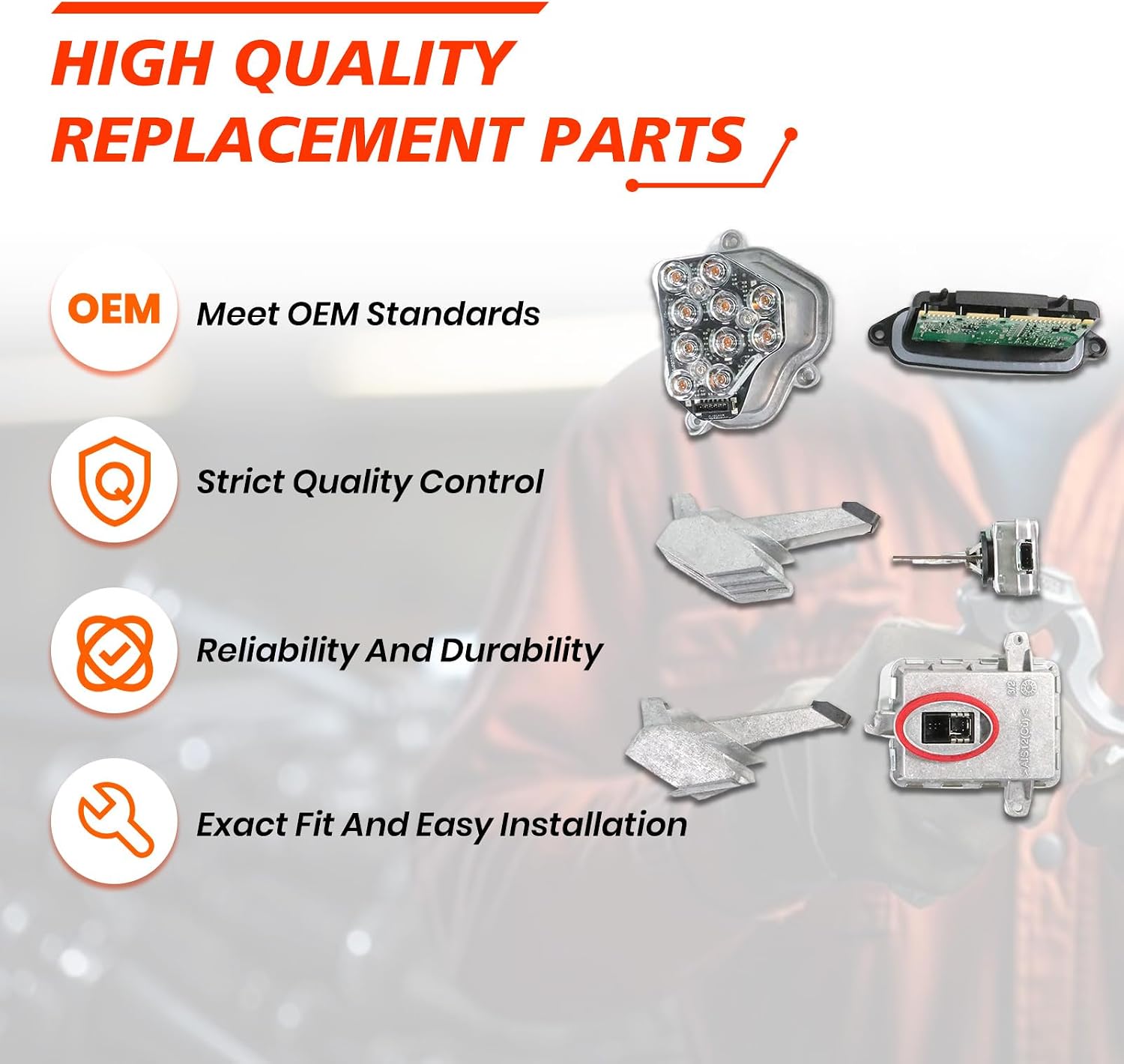 Left Xenon Ballast Bulb LED Module Diode Kit, Compatible with B-M-W 5 Series M5 528i 535i 550i xDrive 2011-2013 2.0L 3.0L, Xenon Ballast Control Module Replaces 63117237647 63117316217 63117271901