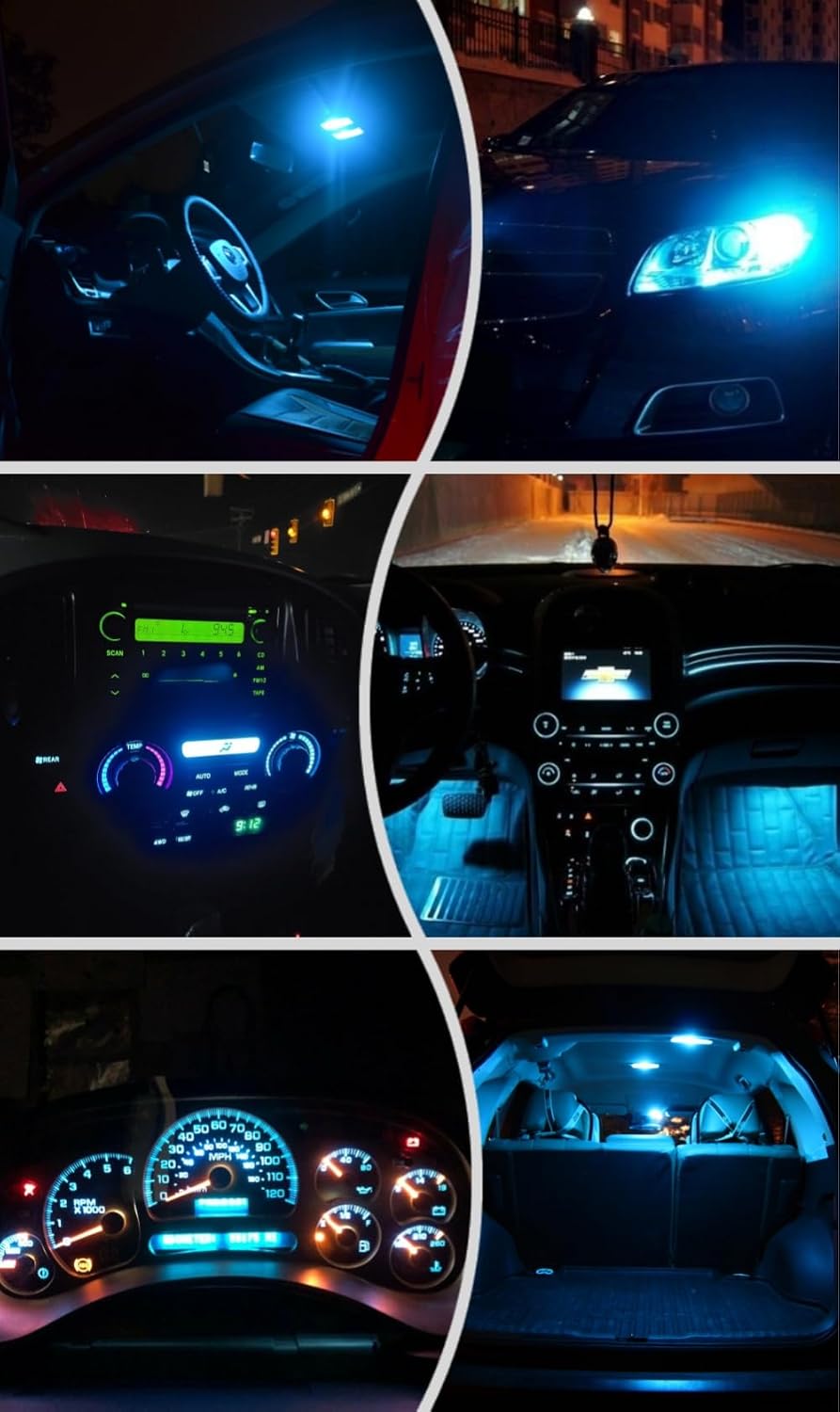 T5 LED Bulbs, Ice Blue Dashboards Speedometer Gauges Tachometers Ash Tray Shifter Lights, Plug and Play Interior LED Upgrade, 10pack