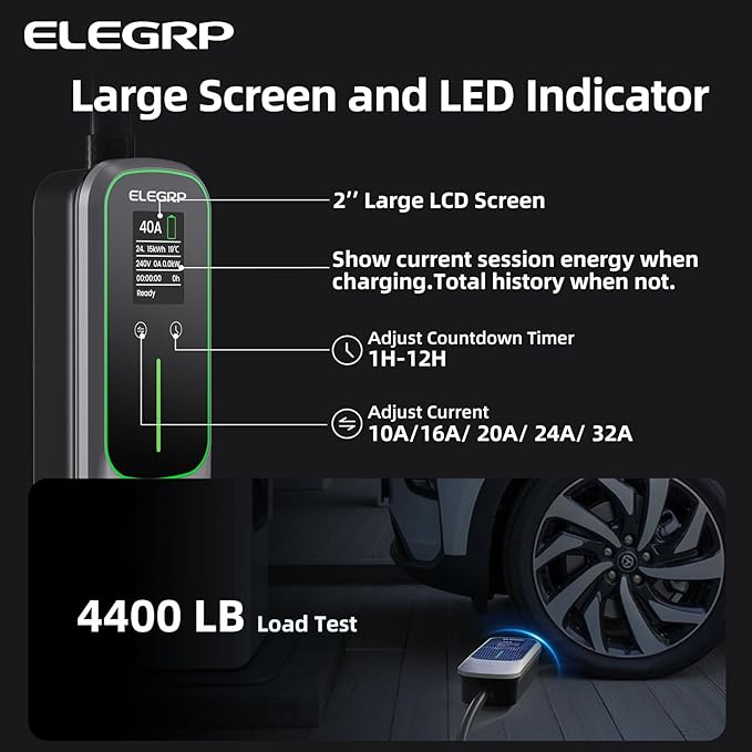 ELEGRP Level 2 EV Charger for Home, 40 Amp, ETL Certified, PBE & LCD Technology - Image 8