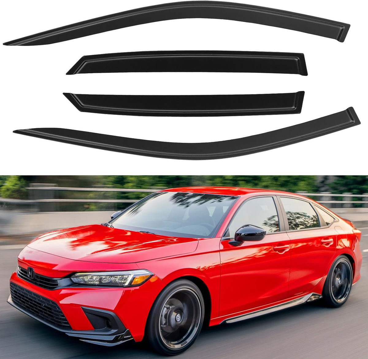 Window Visors Rain Guards for 2022 2023 2024 2025 Honda Civic, Out-Channel
