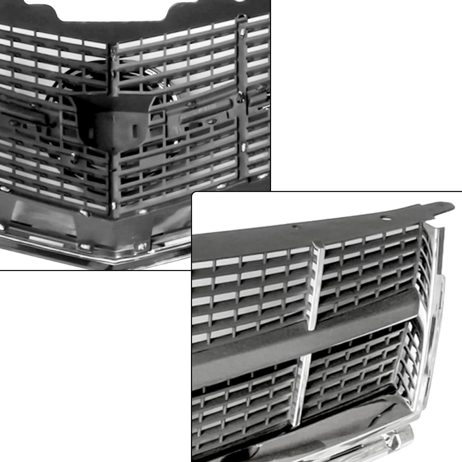 PartsFlow Chrome Black Front Bumper Upper Lower Mesh Grille Grill For 2010 2011 2012 Cadillac SRX 25778326 104-2225