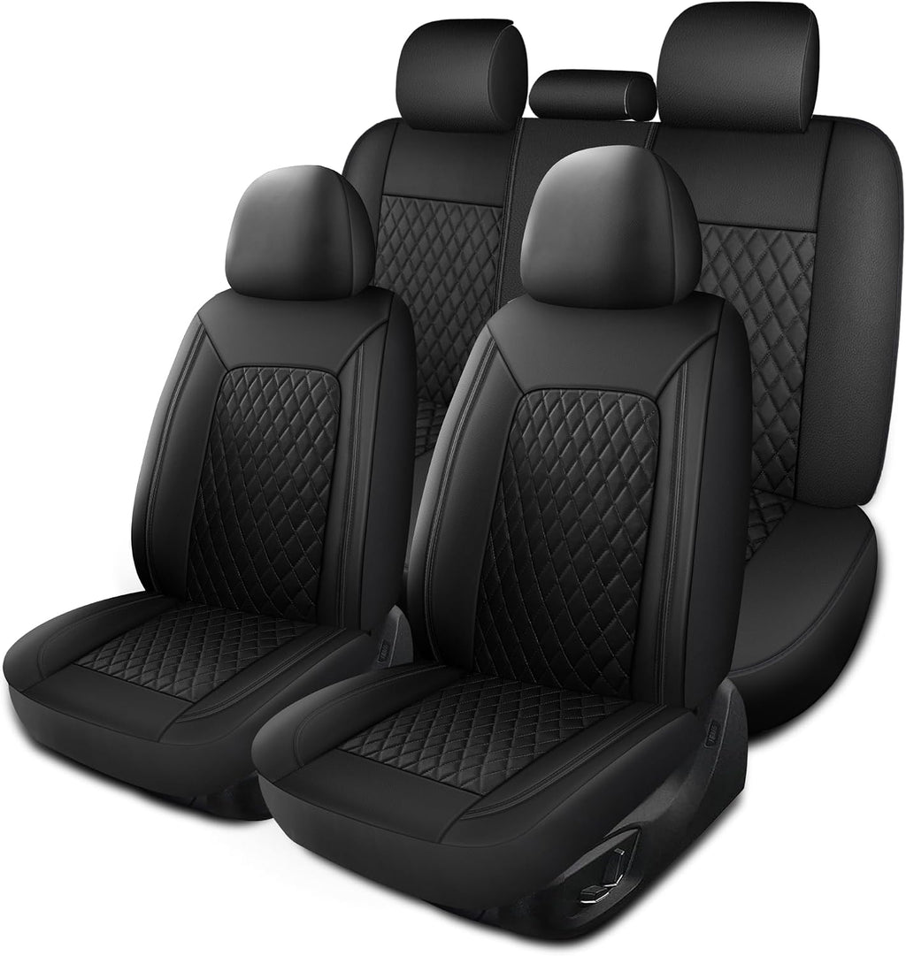 Leather Car Seat Covers, Breathable and Waterproof Seat Cover Full Set