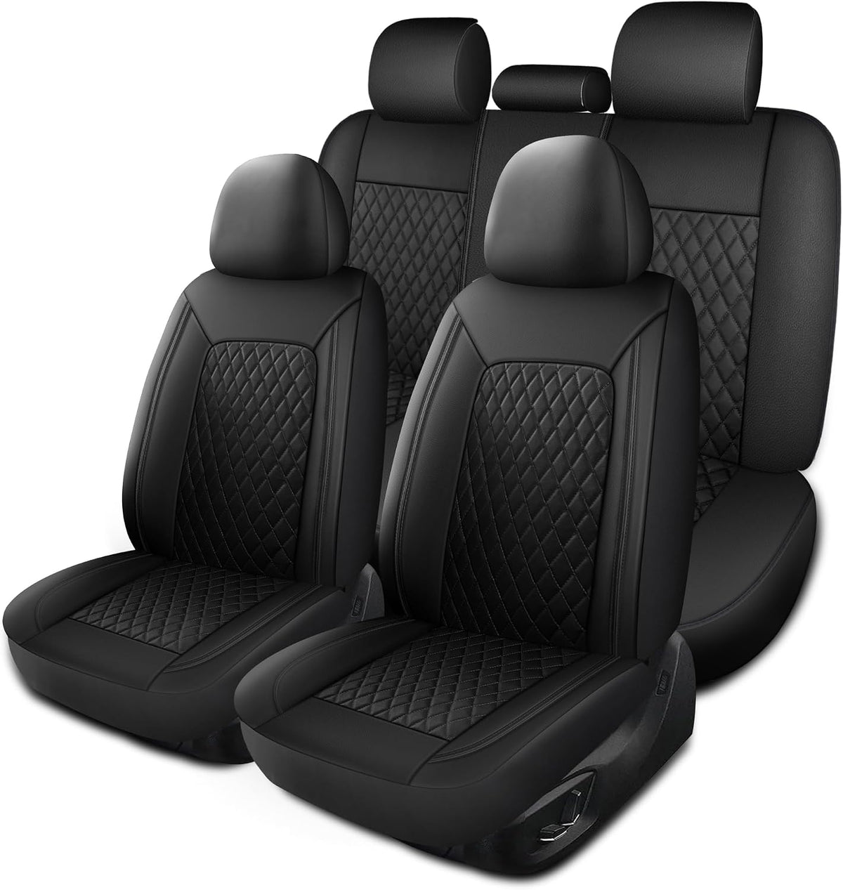 Leather Car Seat Covers, Breathable and Waterproof Seat Cover Full Set