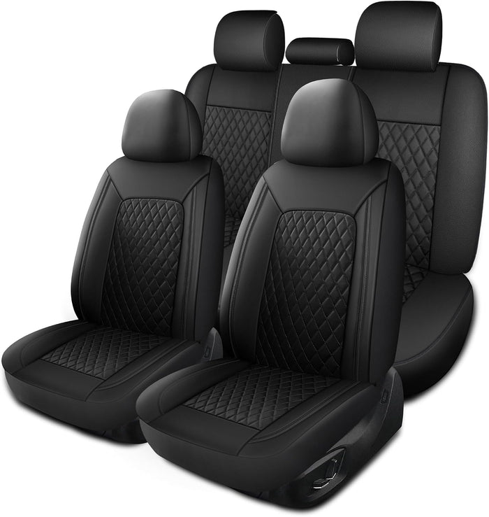 Leather Car Seat Covers, Breathable and Waterproof Seat Cover Full Set