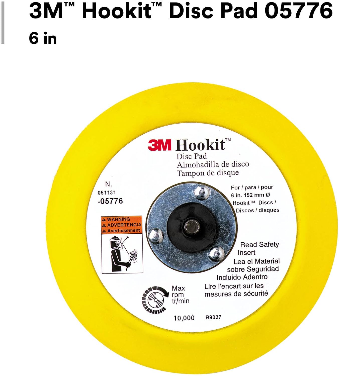 3M Hookit Disc Pad 05776, Easy Change Out, Medium Density Foam, 6 in