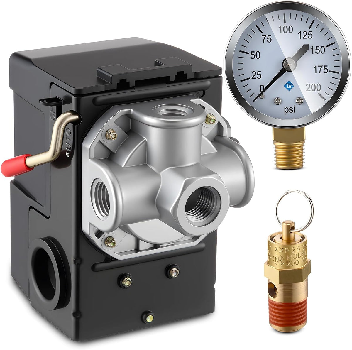 dreyoo air compressor pressure switch,135-175 psi, 4 port, main product view