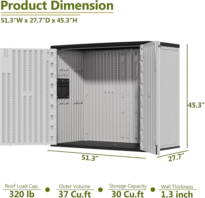 HOMSPARK 37 Cu.Ft Outdoor Storage Shed Weather Resistant - Image 4