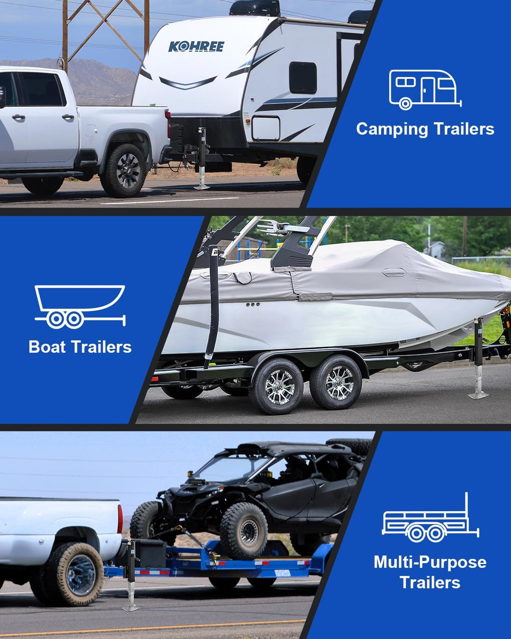 Kohree 8000 lbs Trailer Jack Heavy Duty, Bolt on Trailer Jack for Yacht, Boat, Horse, Utility Trailers, Adjustable RV Tongue Jack with Drop Leg & Ergonomic Handle