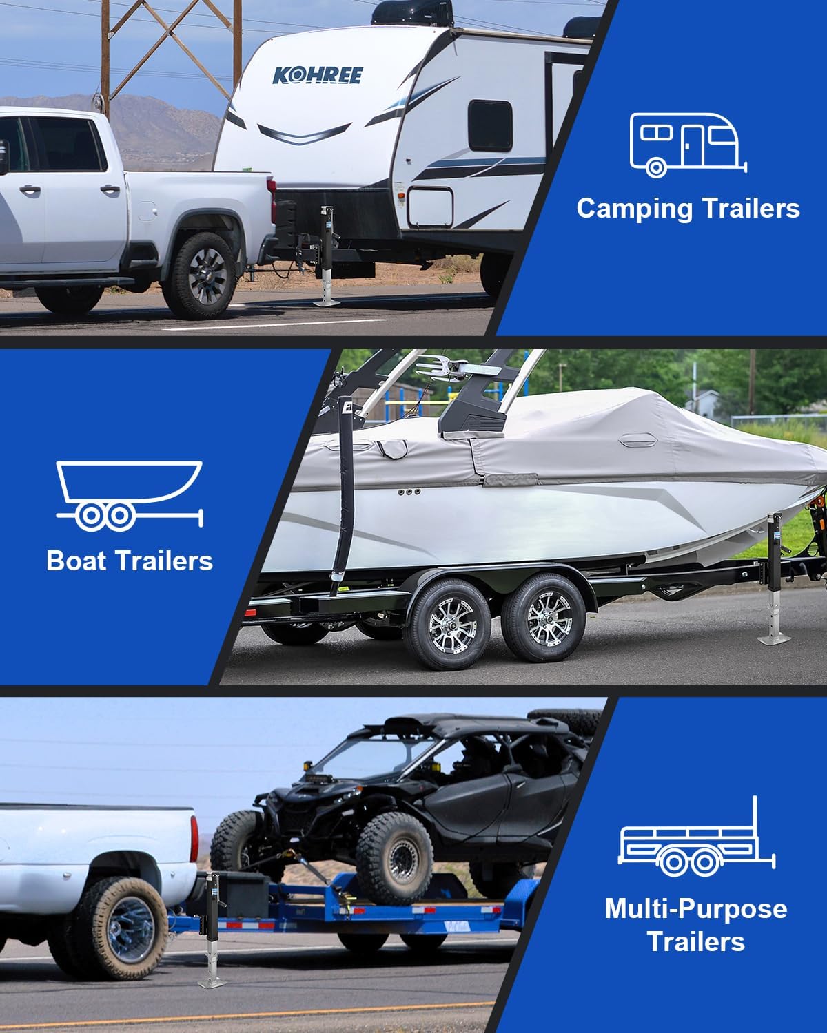 Kohree 8000 lbs Trailer Jack Heavy Duty, Bolt on Trailer Jack for Yacht, Boat, Horse, Utility Trailers, Adjustable RV Tongue Jack with Drop Leg & Ergonomic Handle