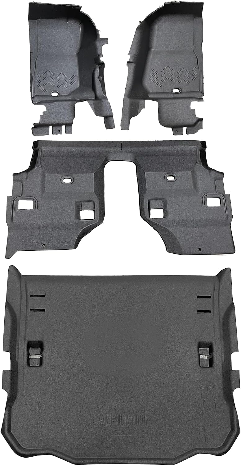 Armorlite Floor Kit for Jeep Wrangler - 2011-2018 JK (2DR) - Front and Rear Flooring, Cargo Mat - Mesa Smoke - B1009715-BLK1-AA