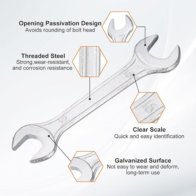 HARFINGTON 5pcs Double Open End Wrench 16mm x 18mm Metric 15 Degree Offset - Image 4