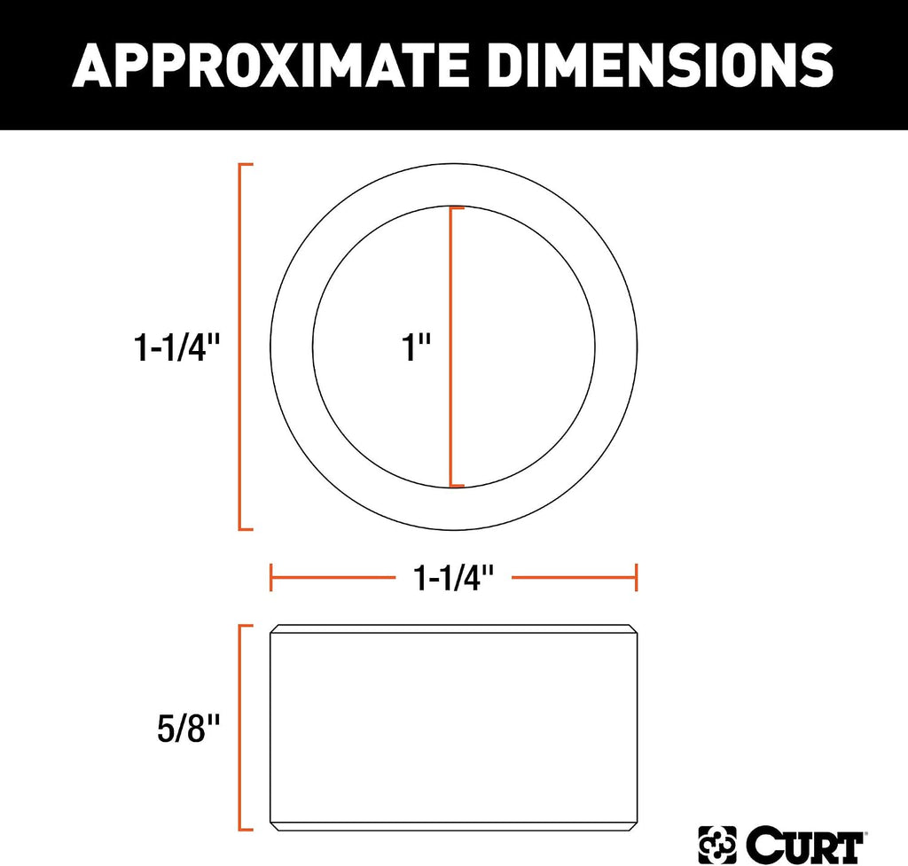 CURT 21200 Trailer Hitch Ball Hole Reducer Bushing, Reduces 1-1/4-Inch Diameter to 1-Inch Stem
