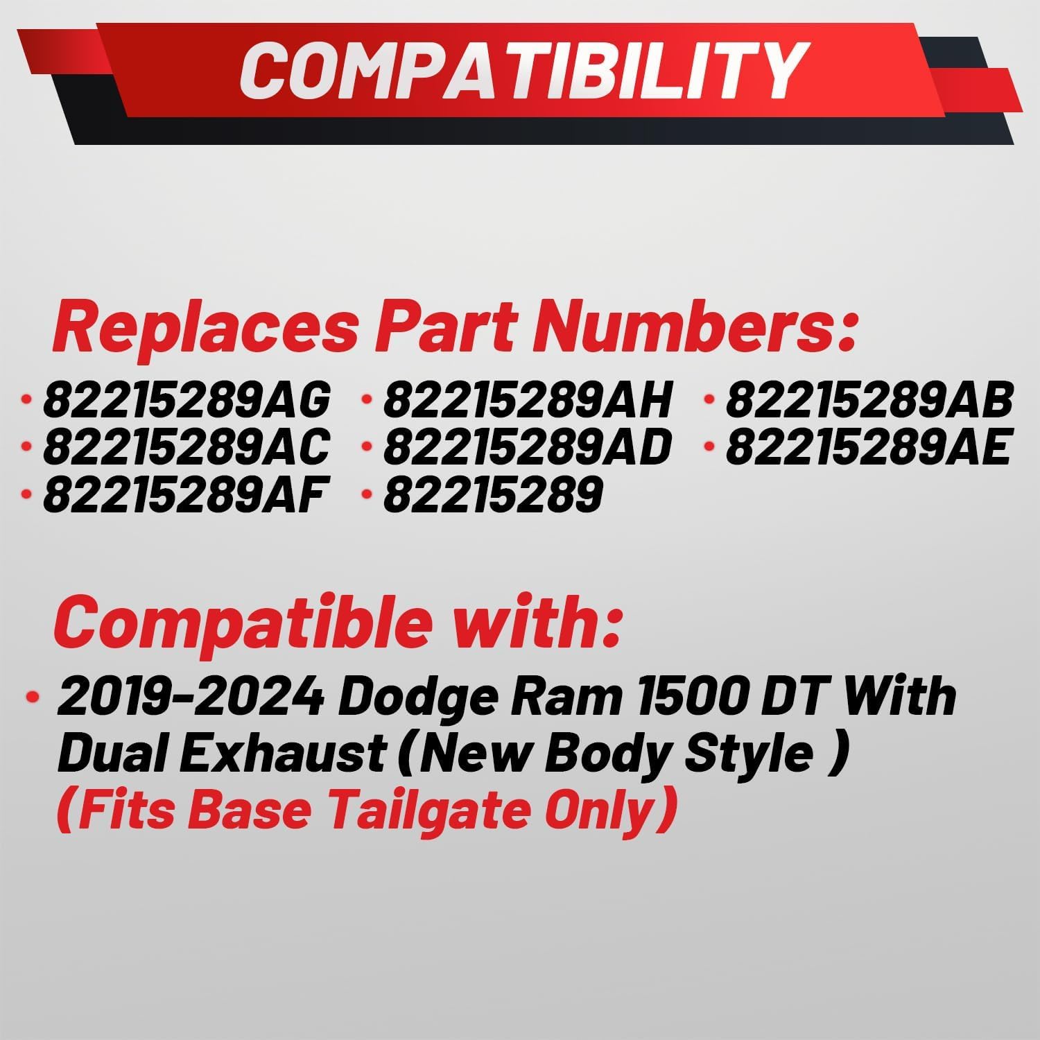 Upgraded Retractable Rear Bed Step Compatible with 2019-2024 Dodge Ram 1500 DT New Body Style Dual Exhaust Vehicles Driver Left Side Only Fits Base Standard Tailgate Only Replace 82215289AG 82215289AH