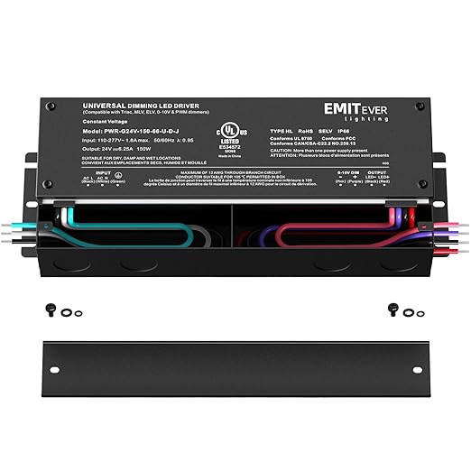 EMITEVER Dimmable Led Driver, 2 Packs 150W AC 110V-277V to DC 24V Transformer - Image 2